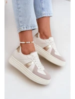 Eko Kožené Tenisky Dámské Na Platformě Béžové Goriette