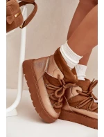 Nízké dámské sněhule s teplým kožíškem a silným šněrováním Camel Xarina Nízké dámské sněhule s teplým kožíškem a silným šněrováním Camel Xarina