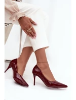 Lakované ekokůže dámské lodičky s špičatými nosy bordó Jadira