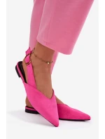 Baleríny s Zlatým Přezkou Eco Semišové Růžové Palerra