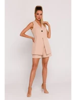 M776 Blejzr bez rukávů s jedním knoflíkem - béžový