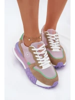 Semišové Dámské Tenisky Na Platformě Big Star RR274815 HI-POLY SYSTEM Růžové