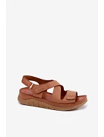 Kožené dámské sandály na platformě Maciejka L4496-29 Camel