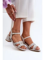 Dámské sandály na vysokém podpatku vyrobené z eko kůže Sergio Leone Grey Dámské sandály na vysokém podpatku vyrobené z eko kůže Sergio Leone Grey