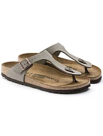 Pánské šedé žabky Birkenstock Gizeh Birko-Flor Nubuck Stone regular wide (43391) dámské Pánské šedé žabky Birkenstock Gizeh Birko-Flor Nubuck Stone regular wide (43391) dámské