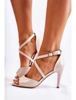 Módní sandály na vysokém podpatku Perleťově béžová Loressa Módní sandály na vysokém podpatku Perleťově béžová Loressa