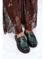 Lakované Kožené Dámské Mokasíny Vinceza 91125 Zeleno-Černé