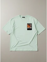 Pánské bavlněné tričko s potiskem mint FashionStreet RX5305