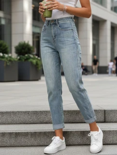 Dámské džíny mom fit s vysokým pasem světle modré FashionStreet UY2909