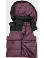 Dámská krátká vesta s kapucí j.style fialovo-černá (16M9112-53)