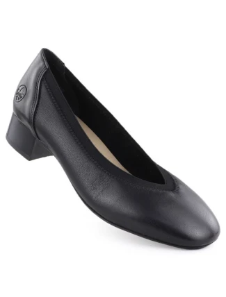 Dámské kožené lodičky na nízkém podpatku černé Rieker 43452-00