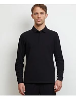 NEOBLU Owen LSL Men Pánské těžké piqué polo s dlouhým rukávem 24.4396 deep black