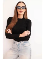 Dámská kasmírská blůza s jemným rolákem a dlouhým rukávem černá