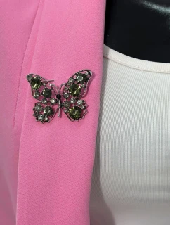 Brož Motýl A-2-21-7 zelené + stříbro