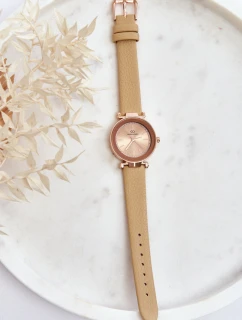 Dámské kožené hodinky Giorgio&Dario Classic v Béžový