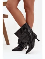 Nazouvací dámské kotníkové boty na podpatku s mačkáním horní části černé Inarisse Nazouvací dámské kotníkové boty na podpatku s mačkáním horní části černé Inarisse