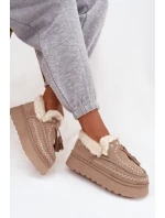 Dámské sněhule na platformě s kožíškem a třásněmi béžové Ferayne Dámské sněhule na platformě s kožíškem a třásněmi béžové Ferayne