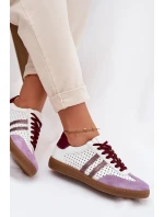 Kožené síťované dámské tenisky Zazoo N1318 bílo-fialové
