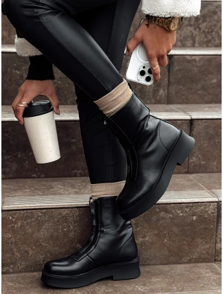 Dámské krátké černé kozačky NAVARIIN FashionStreet ZY0535 Dámské krátké černé kozačky NAVARIIN FashionStreet ZY0535