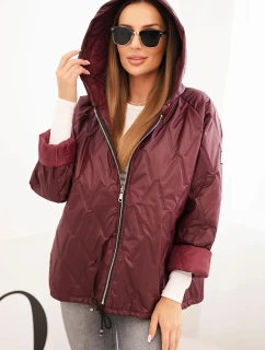 Dámská prošívaná bunda s kapucí švestková