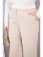 Dámské kalhoty Plus Size s širokými nohavicemi a vysokým pasem béžové