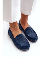 Dámské modré semišové mokasíny S.Barski LR755