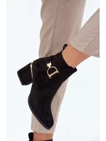 Zateplené dámské boty na podpatku se zlatými prvky černé Ambrine