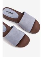 Dámské pantofle se zlatými sponami modré Ferinna