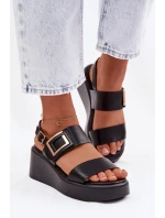 Dámské sandály na platformě s ozdobným detailem Černé Nelira