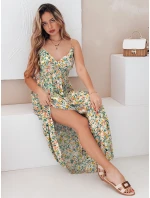 FLORALUSH maxi šaty se zelenými a žlutými květy FashionStreet EY2630