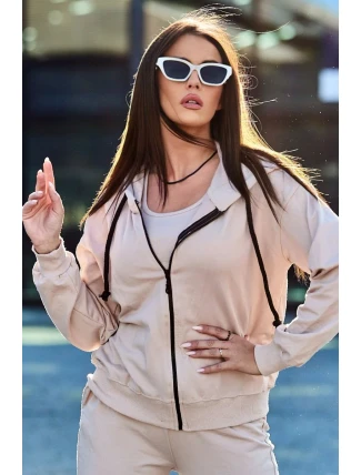 Set 3 v 1 mikina + top + kalhoty světle béžová Set 3 v 1 mikina + top + kalhoty světle béžová