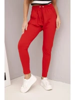 Dámské tepláky s elastickým pasem a šňůrkou červené