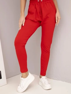 Dámské tepláky s elastickým pasem a šňůrkou červené