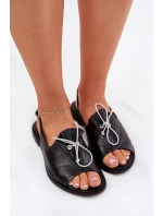 Kožené ploché sandály Zazoo 2898 černé