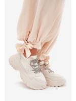 Dámské tenisky na platformě s ozdobným šněrováním béžové Evalianne