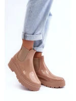 Lakované Botky Kalhoty Na Platformě Big Star MM274396 Bežové