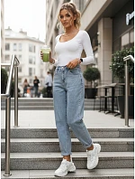Dámské džíny balonového střihu s vysokým pasem modré FashionStreet UY2963