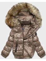 Světle hnědá lakovaná dámská bunda (B8039-12)