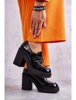 Lakované boty na masivním sloupku  Černé Jaime