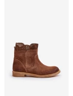 Nízké Dámské Boty Na Ploché Podešvi Zamszové Lewski 3624 Hnědé