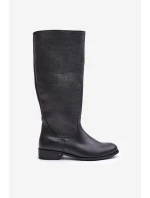 Kožené dámské kozačky do poloviny lýtek na zip Lewski 3616 černé Kožené dámské kozačky do poloviny lýtek na zip Lewski 3616 černé