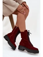 Dámské workery z pravé nubukové kůže s vyhříváním Zazoo 4213 bordó