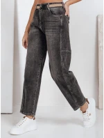 Dámské široké džíny s páskem černé FashionStreet UY2744 Dámské široké džíny s páskem černé FashionStreet UY2744