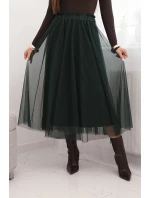 Sukně midi tylová dámská s podšívkou viskóza zelená