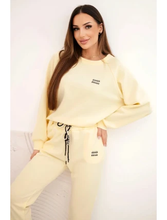 Dámská souprava z viskózy s mikinou a kalhotami žlutý