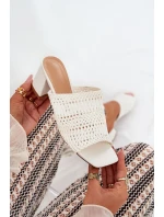 Dámské Pantofle S Pletením Na Podpatku Bílé Ciariloria