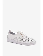 Kožené Ažurové Dámské Polobotky Bílé Softie Kožené Ažurové Dámské Polobotky Bílé Softie