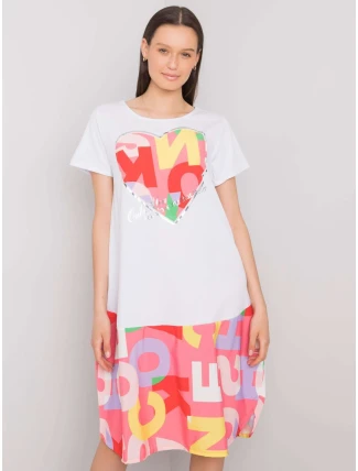 Šaty DHJ SK 13119.26P bílá a růžová Šaty DHJ SK 13119.26P bílá a růžová