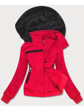 Krátká červená dámská rozepínací mikina (AMG-63) Krátká červená dámská rozepínací mikina (AMG-63)