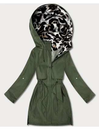 Kurtka z ozdobnym wykończeniem Goodlookin khaki-panterka (B8521-11)